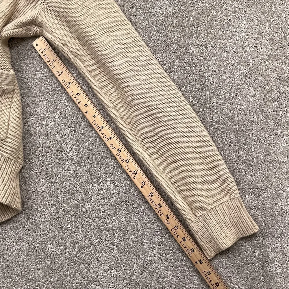 GAP‎ Cardigan Men L Beige Cotton Knit Classic Grandpa Retro Academia Sweater